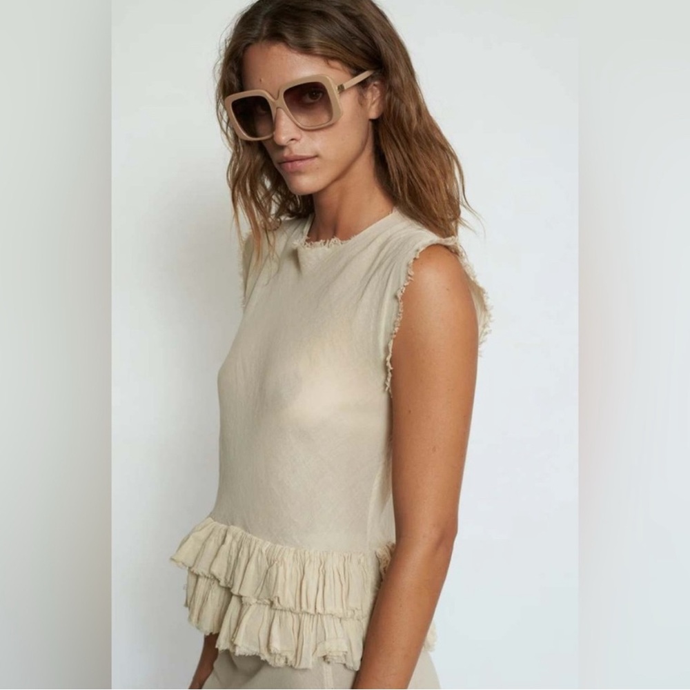 Q House Of Basics Womens Gad Top In Sand Xs NEW MRSP$ 285 Tank top Gauze RARE